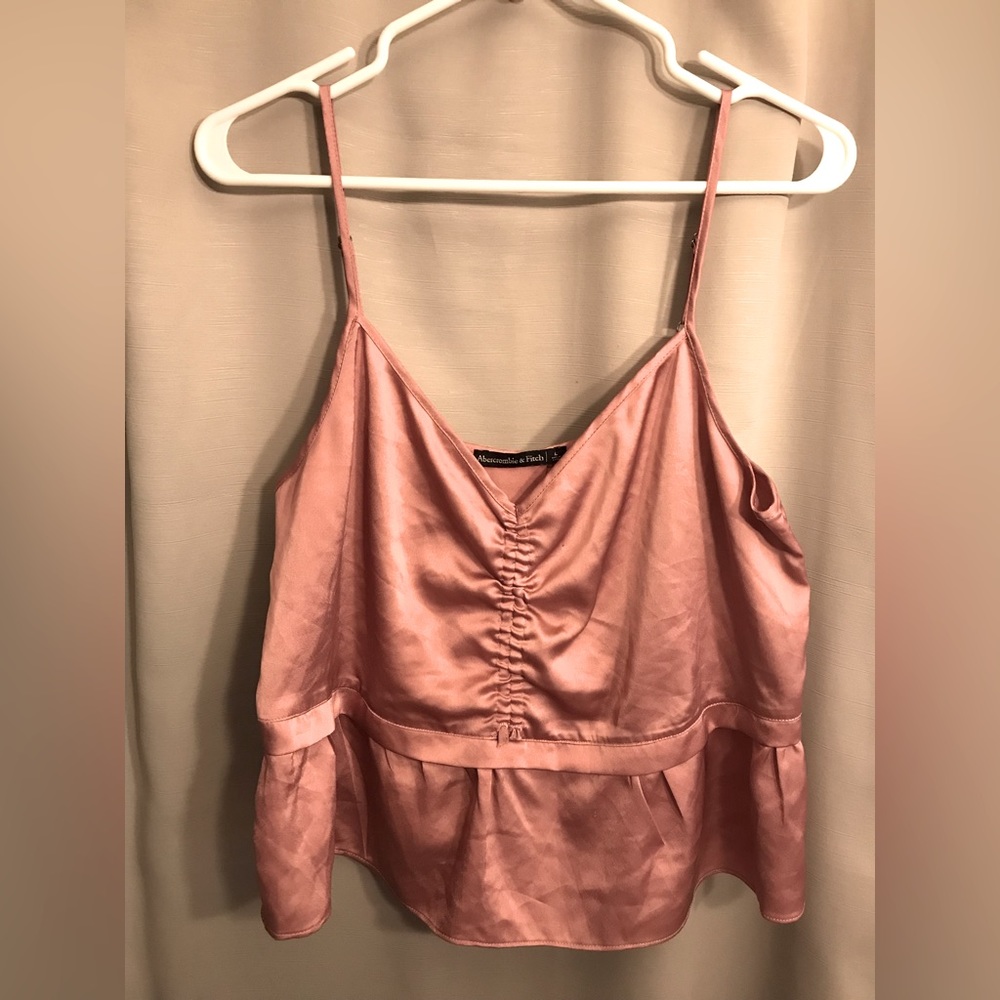 Abercrombie & Fitch Women’s Pink Spaghetti Strap Peplum Crop Top Size Large